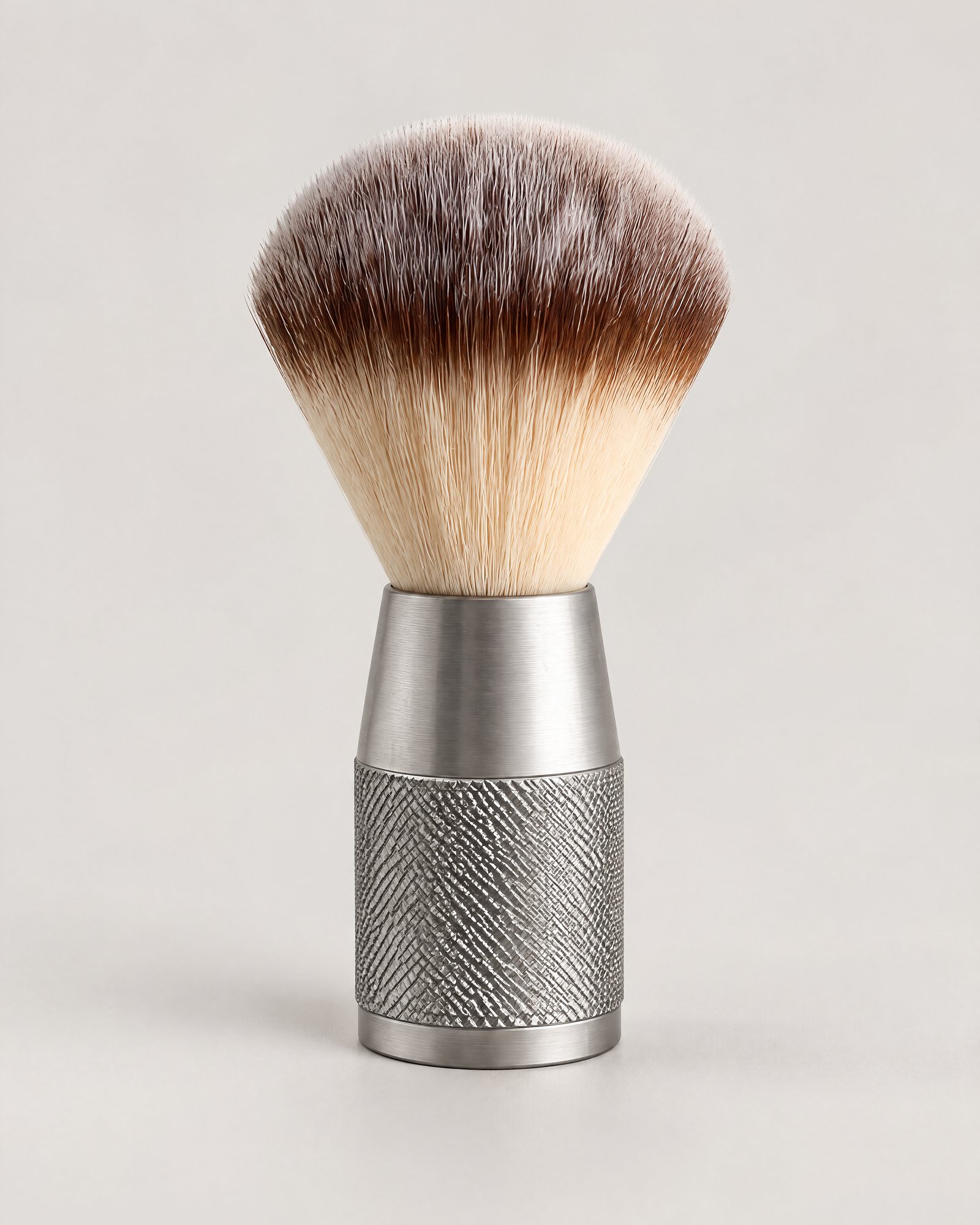 Shaving Brush, Silver, standing on its handle