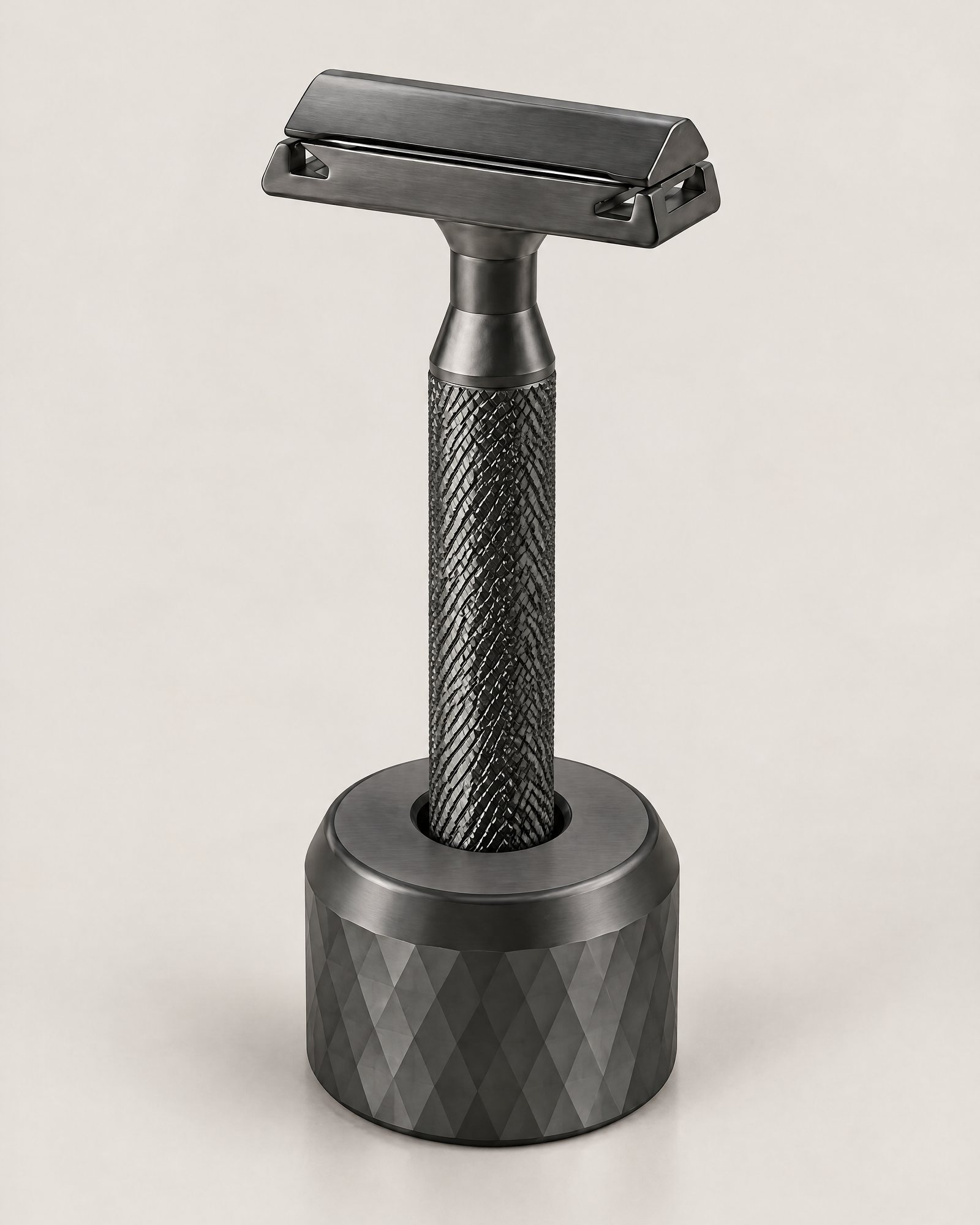 Razor Stand, Graphite with the razor standing in it